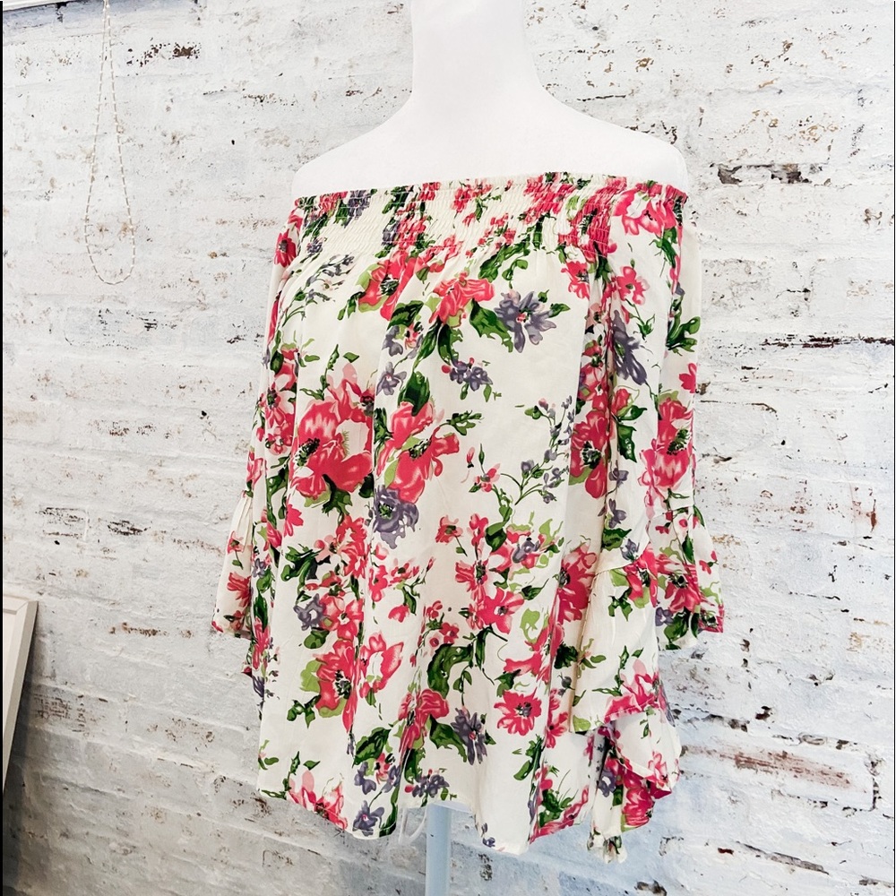 E & J OTS Floral Blouse